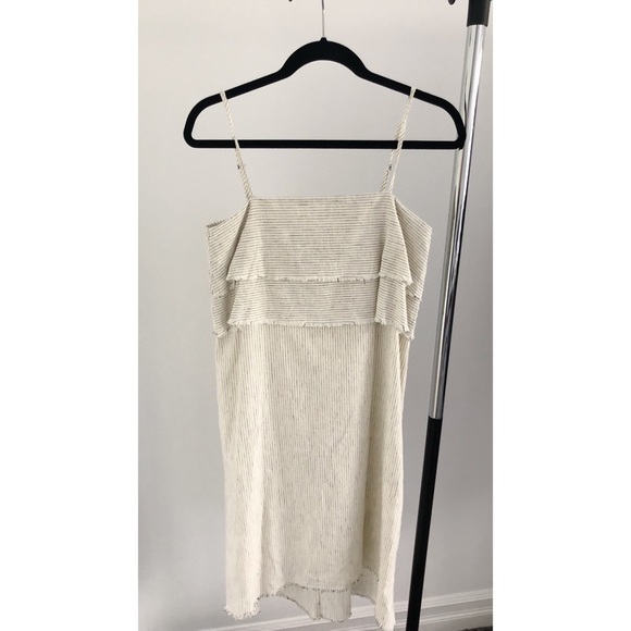 NWT ZARA OFF WHITE LINEN PIN STRIPE DRESS - Picture 5 of 7